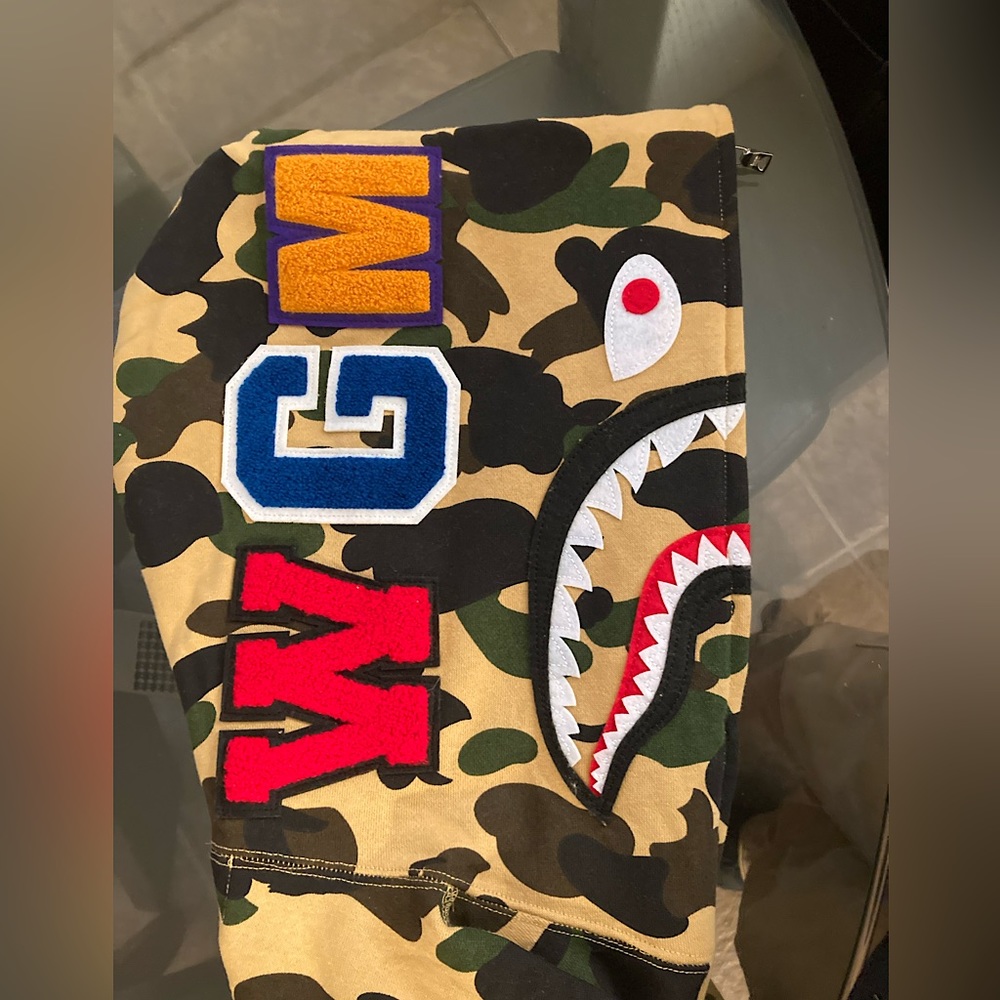 BAPE 1st Camo Shark Full Zip Hoodie Yellow Size M